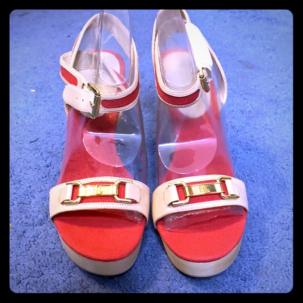ralph lauren buckle strap sandle wedges